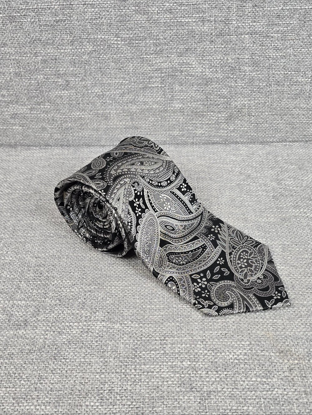 Valerio Garati Black/Silver Paisley Neck Tie Silk
